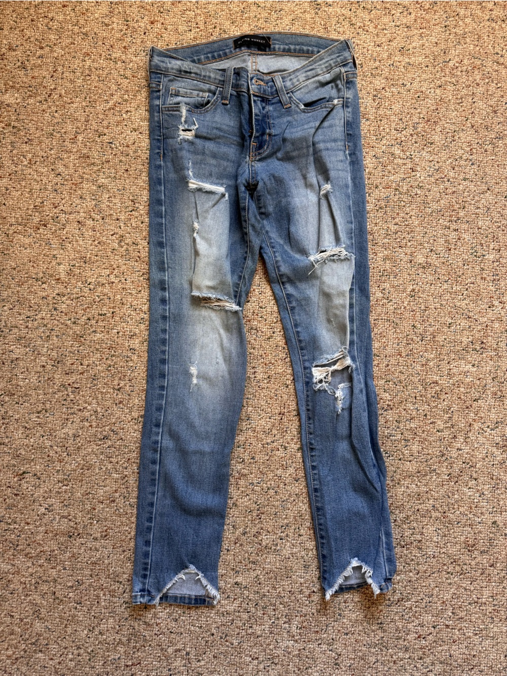 Women’s Flying Monkey Distressed Blue Skinny Jeans